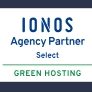 Ionos Partner IONOS Partner-Logo für Agenturen mit dem Fokus auf grünes Hosting.